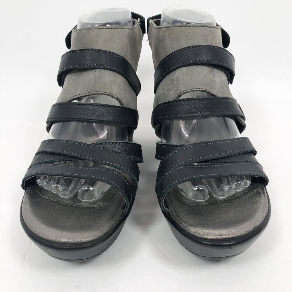 NAOT Platform Wedge Sandals 40 US 9-9.5 Prestige Leather Strappy Shoes Navy Blue - Picture 2 of 10